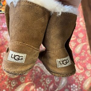 UGG Tan Kids Booties with Cream Lining